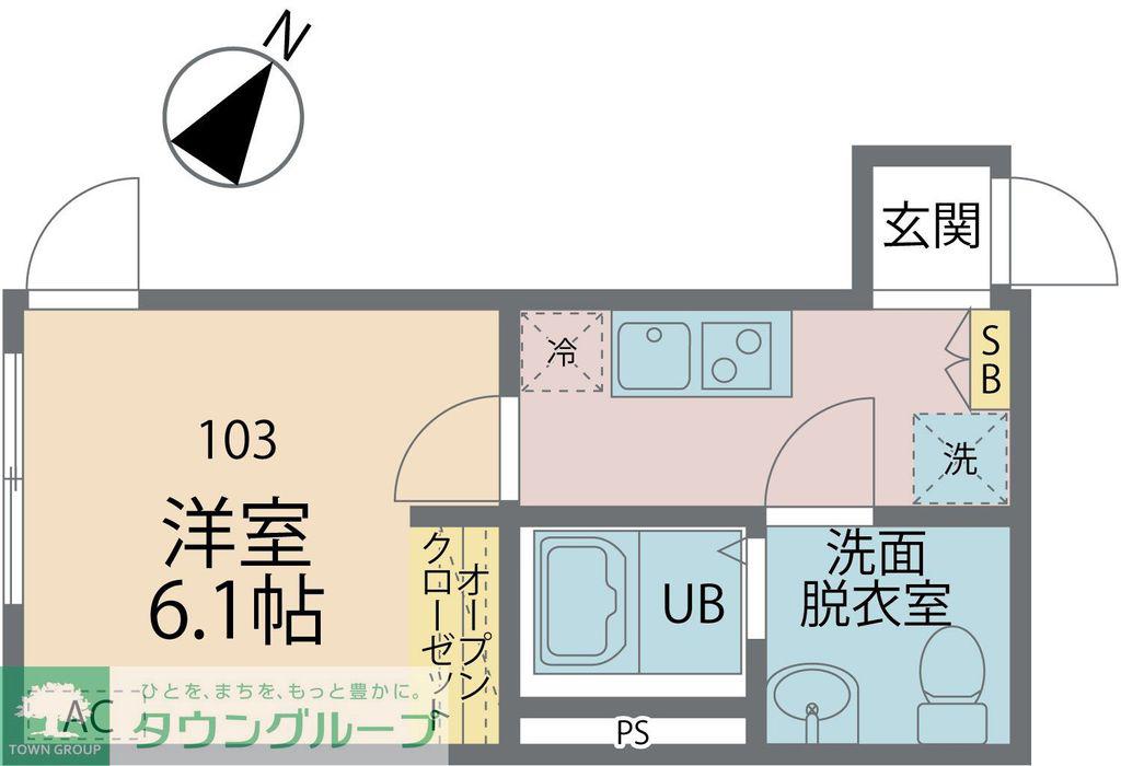 カインドネス南雪谷II(1K/1階)の間取り写真