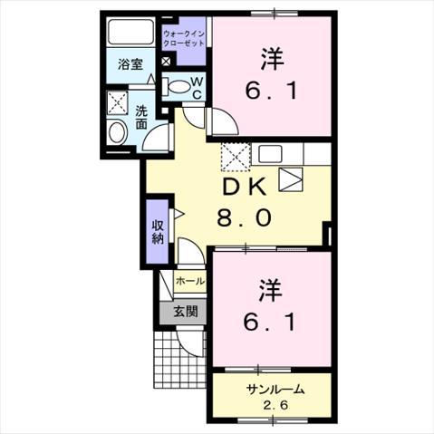 シャイニング ドリーム(2DK/1階)の間取り写真