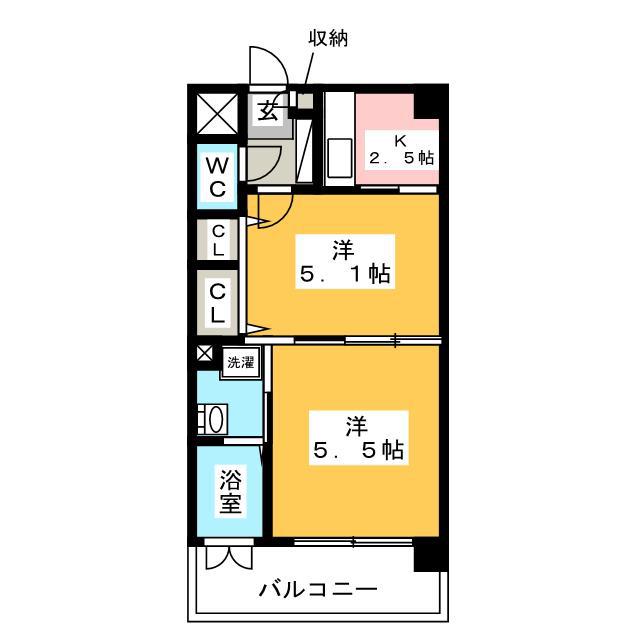 エンクレスト薬院LUCE(2K/2階)の間取り写真