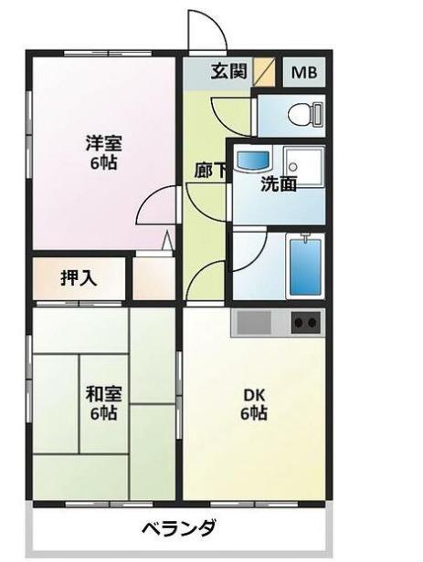 エスポワール忠生(2DK/2階)の間取り写真