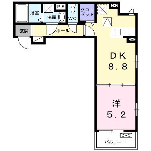マ・メゾン(1LDK/2階)の間取り写真
