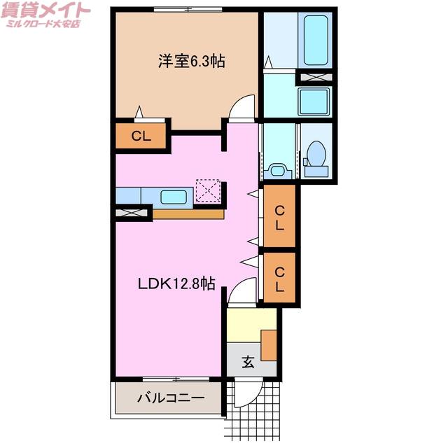 サン・ホーム誠和III(1LDK/1階)の間取り写真