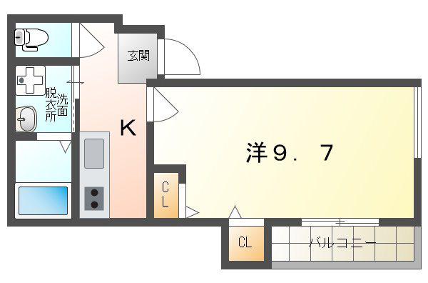 フジパレス西三荘II番館(1K/2階)の間取り写真