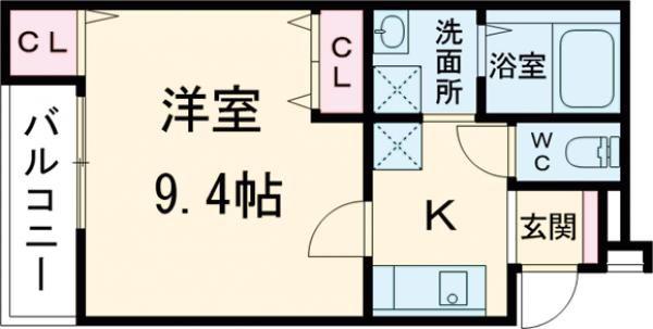 フジパレス堺東V番館(1K/3階)の間取り写真