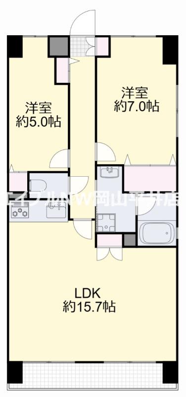ル・サンク西市(2LDK/2階)の間取り写真
