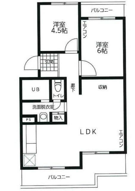 アスパイア若草台(2LDK/2階)の間取り写真