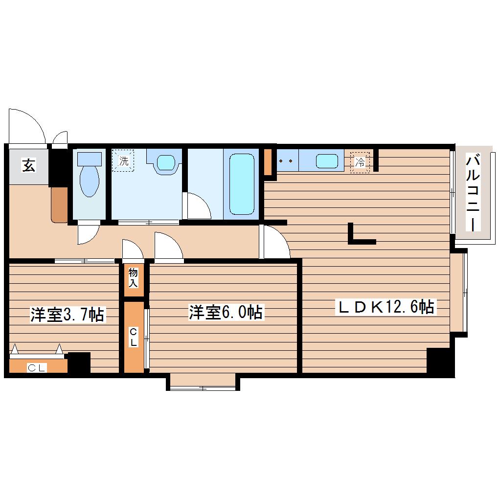 フロラシオン(2LDK/2階)の間取り写真