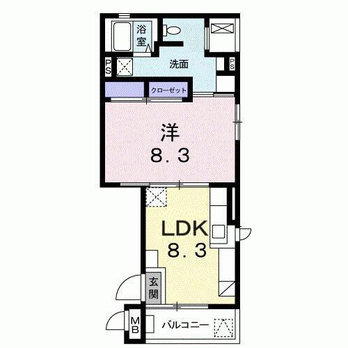 シルバレイ(1LDK/1階)の間取り写真