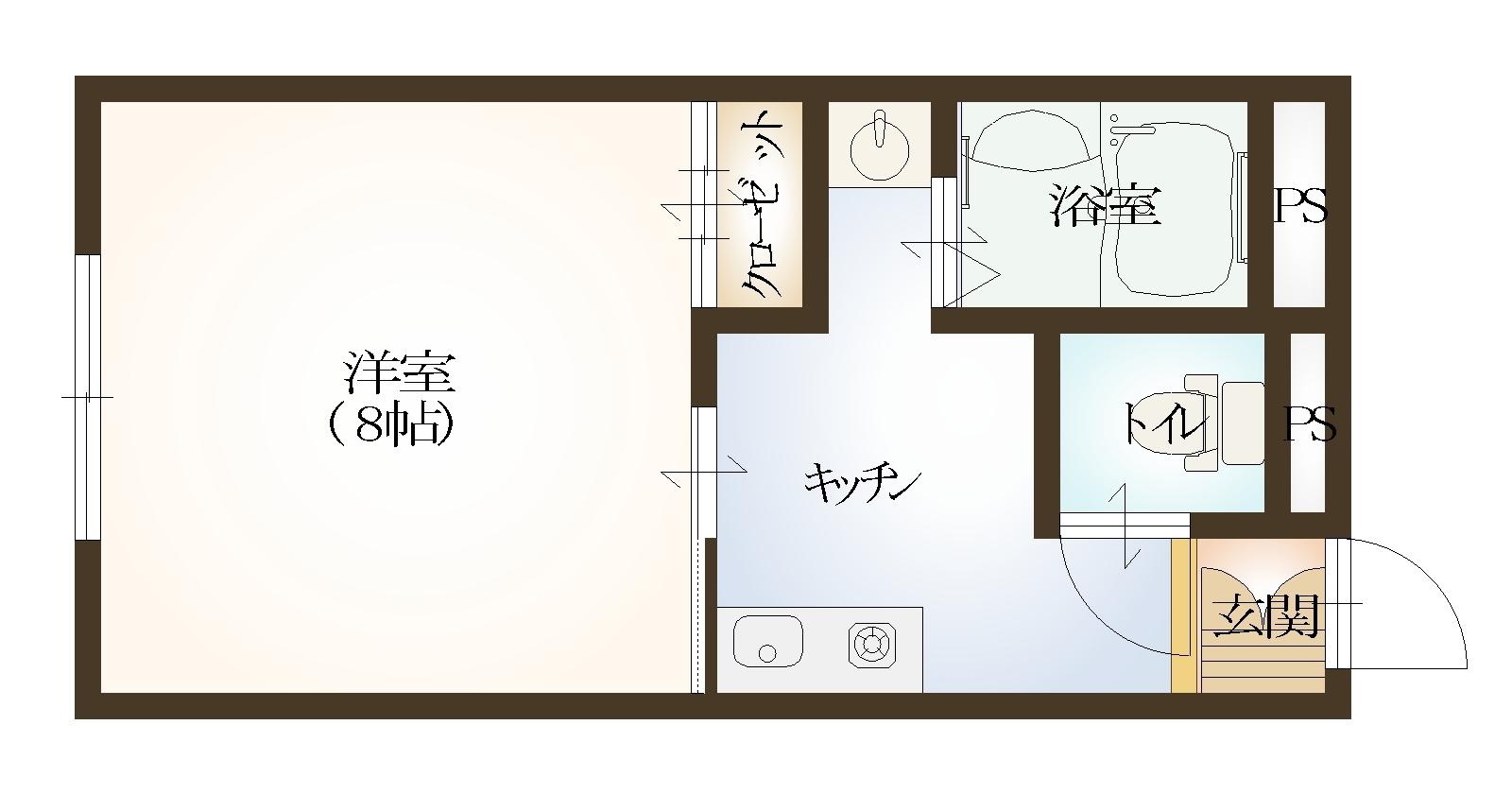 ミルキーハウス(1K/3階)の間取り写真