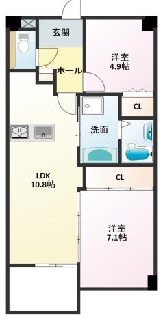 GARDEN昴(2LDK/2階)の間取り写真