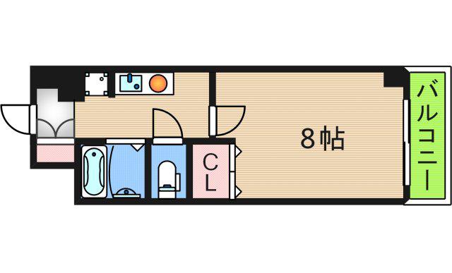 フルーレ住之江(1K/8階)の間取り写真