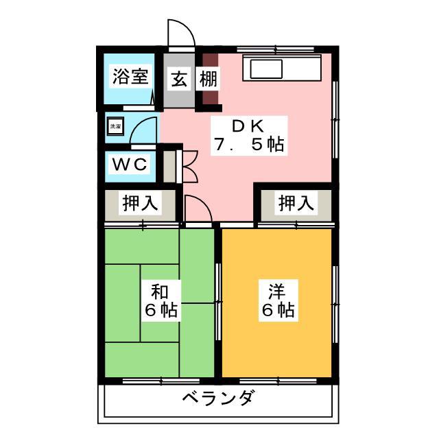 サンライト並木(2DK/2階)の間取り写真
