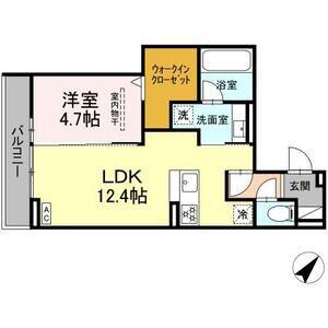 ディーシャンブル富田(1LDK/3階)の間取り写真