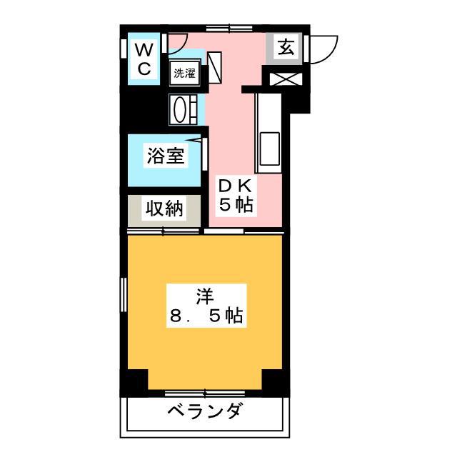 アベニュー山下(1DK/3階)の間取り写真