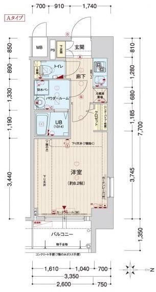 サムティ京都西大路(1K/5階)の間取り写真