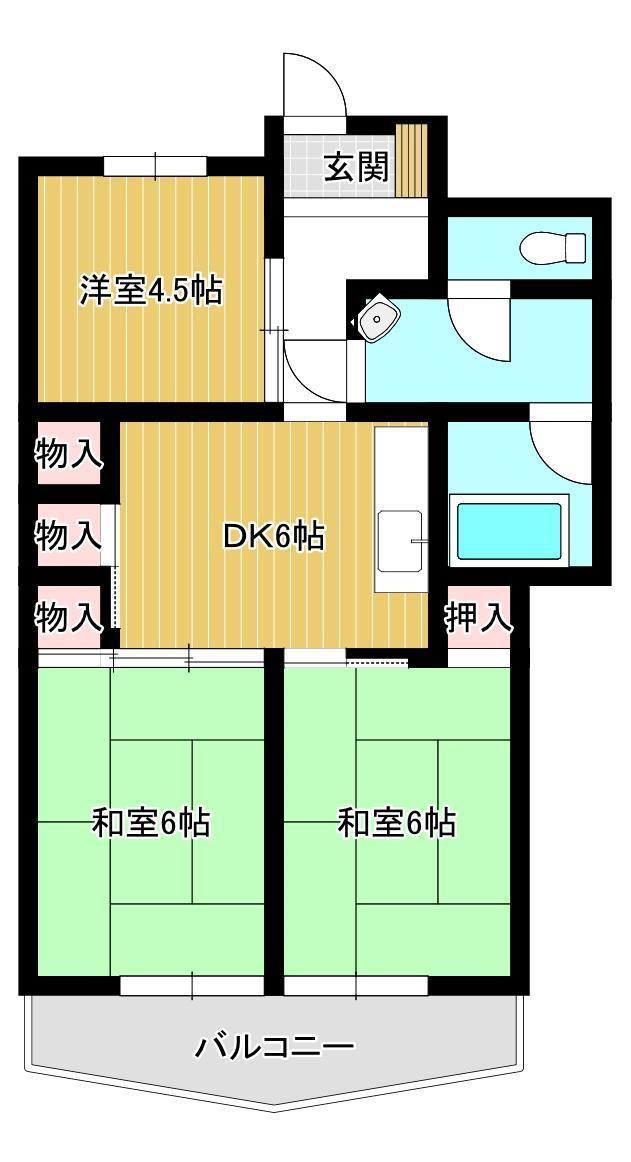 港マンション(3DK/1階)の間取り写真