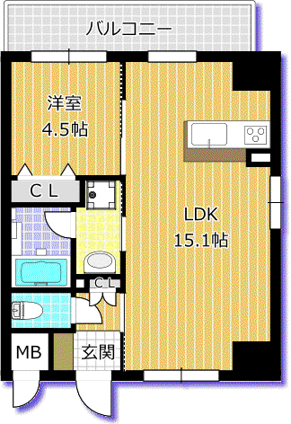 ラフォルテ大須(1LDK/2階)の間取り写真
