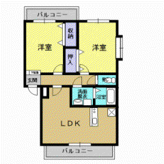 イー・ボナール(2LDK/1階)の間取り写真