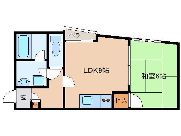 ライフインサンヨー二上(1LDK/1階)の間取り写真