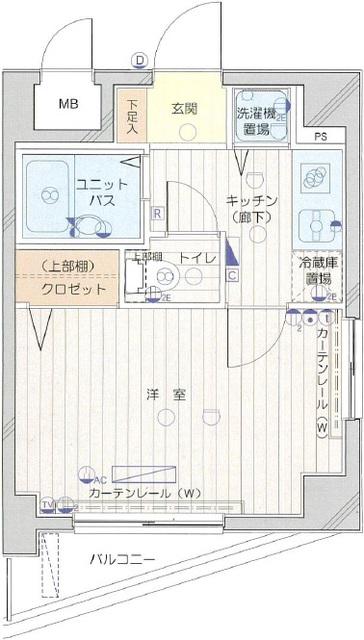 ティアラ目黒洗足(1K/2階)の間取り写真