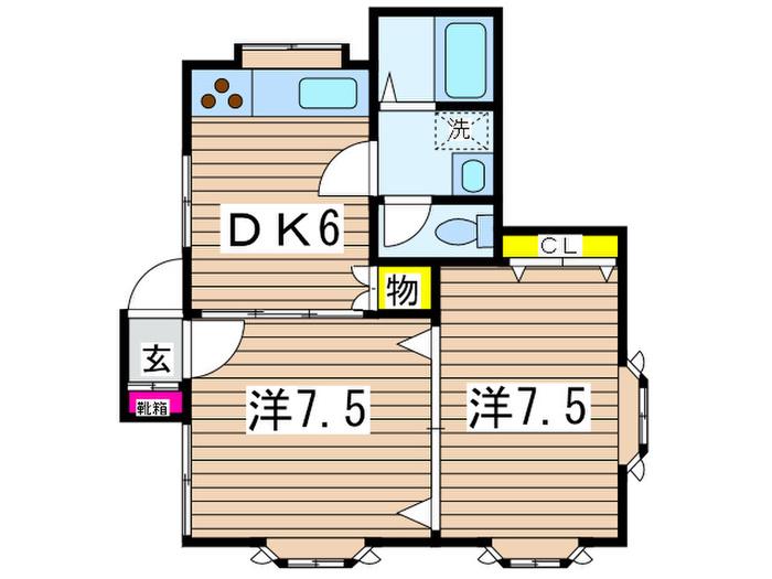 和田コーポ(2DK/1階)の間取り写真