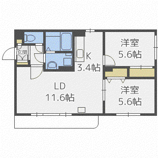 大光21番館(2LDK/2階)の間取り写真