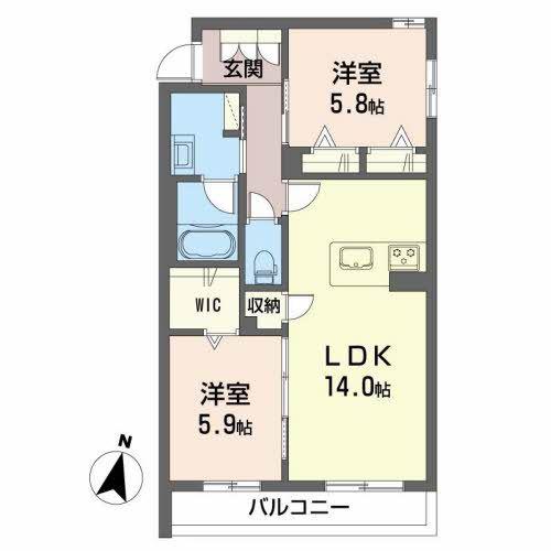 グランシャリオセイワV(2LDK/1階)の間取り写真