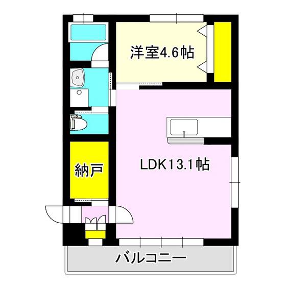 シティーハウス(1SLDK/2階)の間取り写真