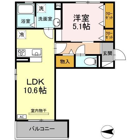 セレーノ十一番(1LDK/2階)の間取り写真