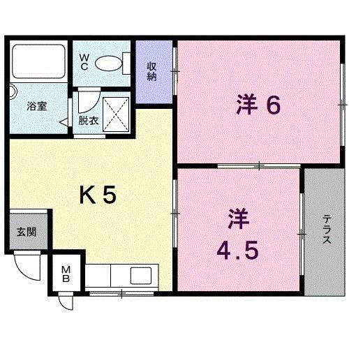 アーバンエセビ(2K/1階)の間取り写真