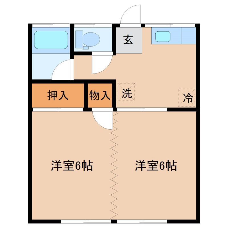初期費用ゼロ円 モカフラット(2K/2階)の間取り写真