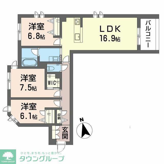 ウィズプラス大船(3LDK/1階)の間取り写真