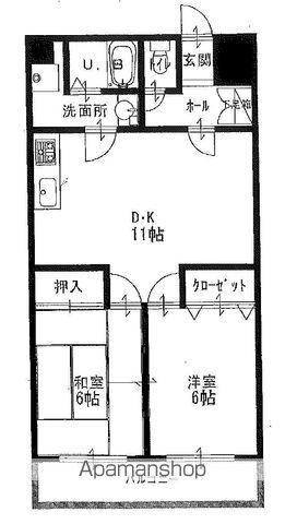 法城ビル(2LDK/3階)の間取り写真
