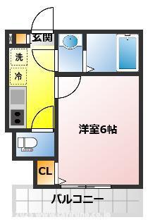 KLEIS新河岸(1K/2階)の間取り写真