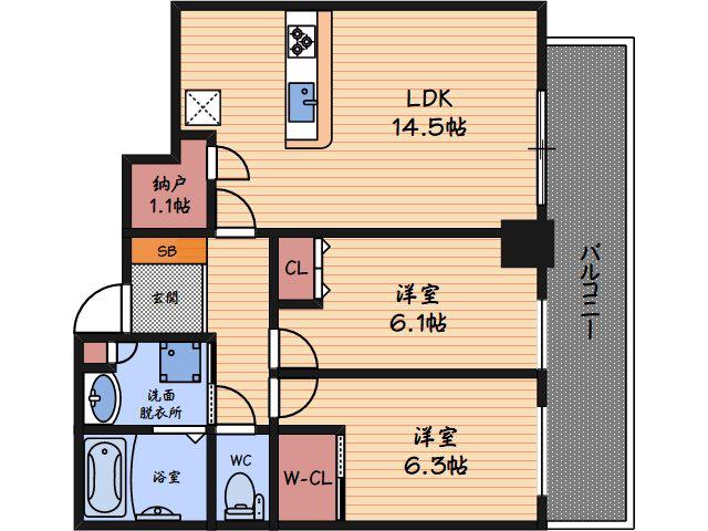 グランドメゾン新梅田タワー(2LDK/15階)の間取り写真