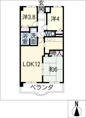 エクセリーヌ有松(3LDK/2階)の間取り写真