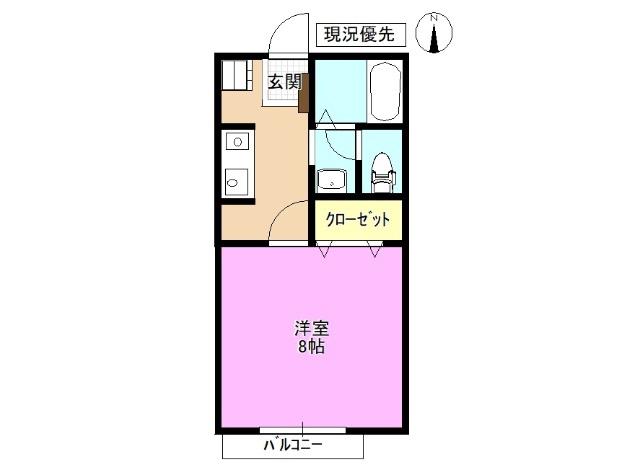サンビレッジ川端(1K/1階)の間取り写真