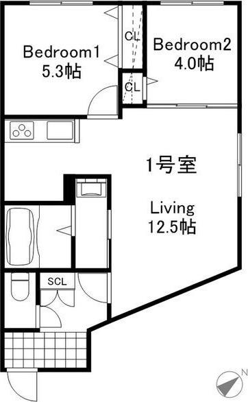 BELISTA南郷7丁目 (2LDK/3階)の間取り写真