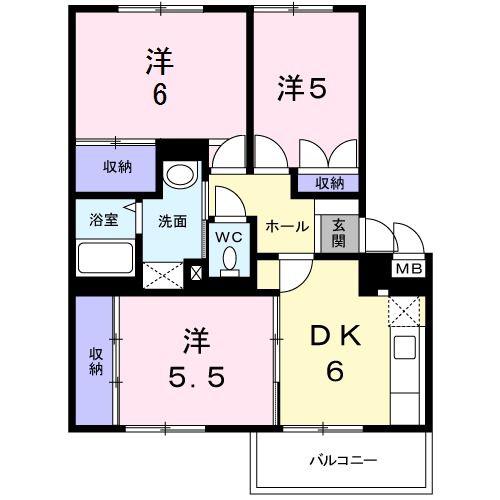 エスポアール(3DK/2階)の間取り写真