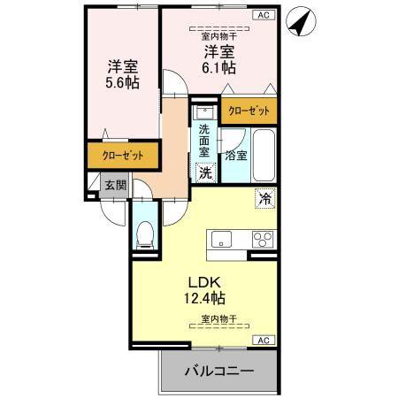 セジュールグリーンひなた(2LDK/2階)の間取り写真