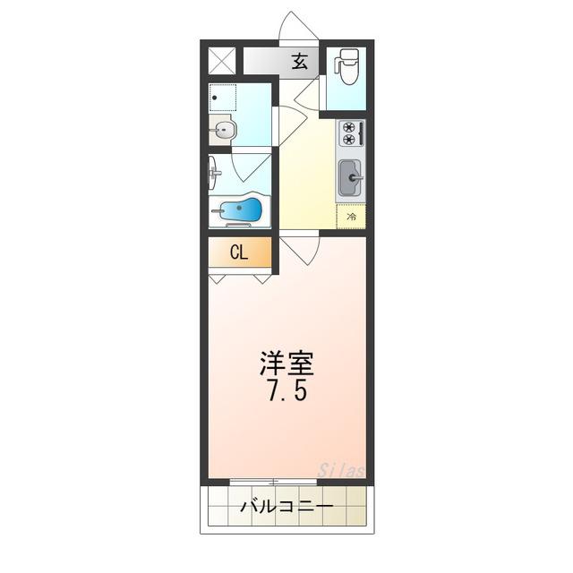 フジパレス浜寺ノースV番館(1K/3階)の間取り写真