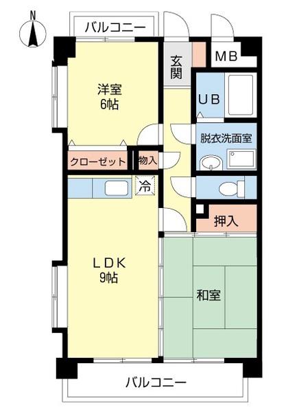アーバンリブII(2LDK/3階)の間取り写真