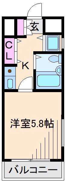 ソリスト綱島(1K/2階)の間取り写真