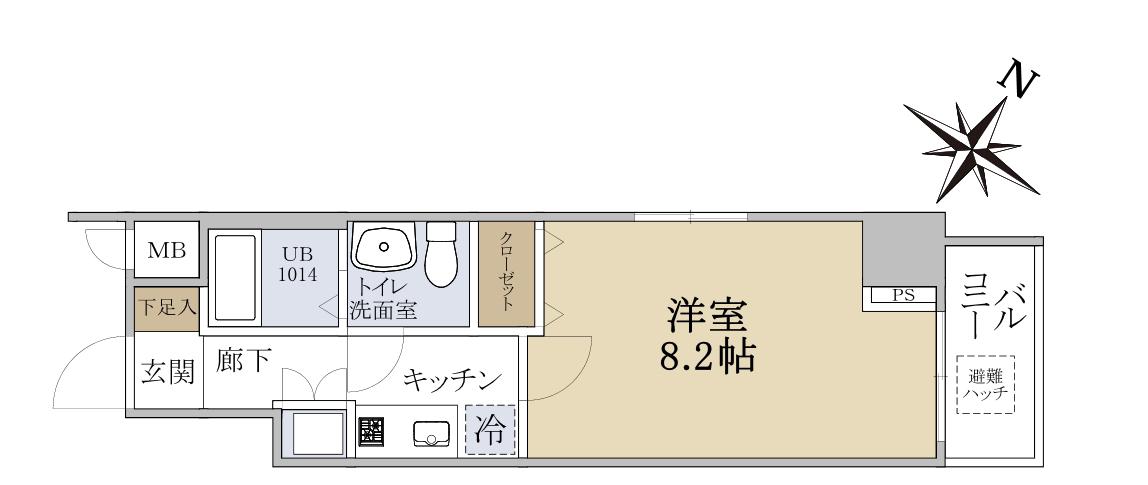 VERONA東京イースト(1K/6階)の間取り写真