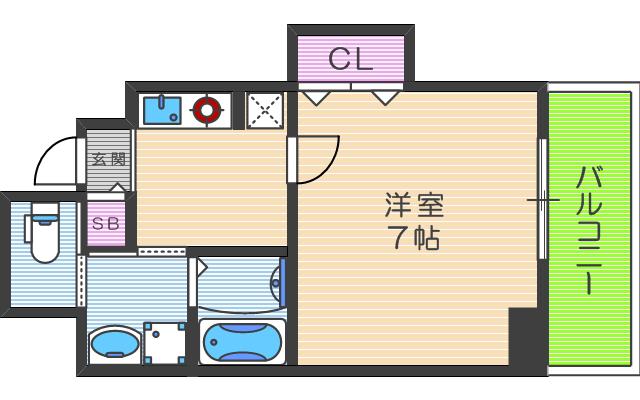 テラスレジデンス梅田東(1K/7階)の間取り写真