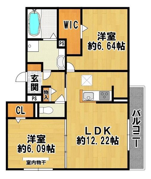 冨士屋 壱番館(2LDK/2階)の間取り写真