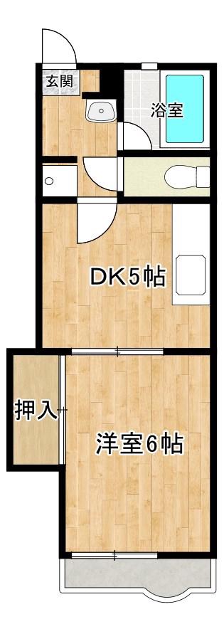 松江山忠ビル(1DK/5階)の間取り写真