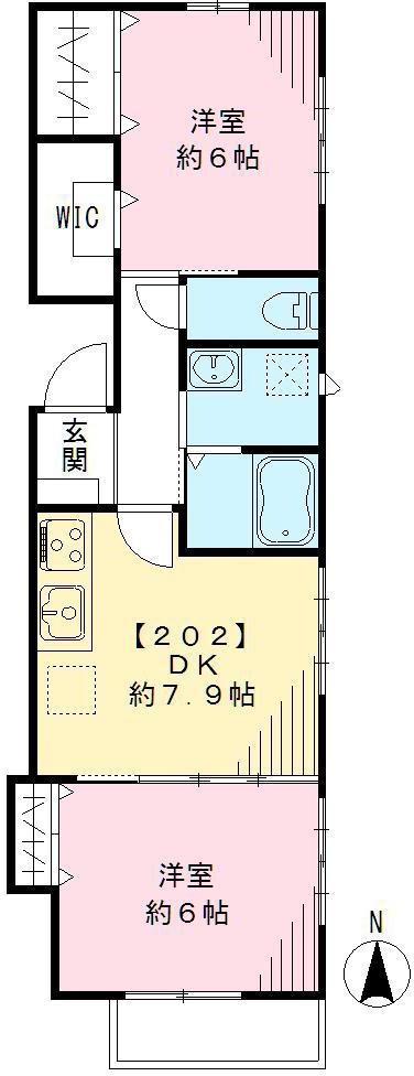 ルーチェ ソラーレ(2DK/2階)の間取り写真
