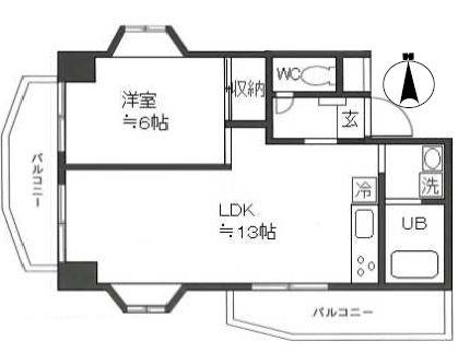 アーバンヒル(1LDK/5階)の間取り写真