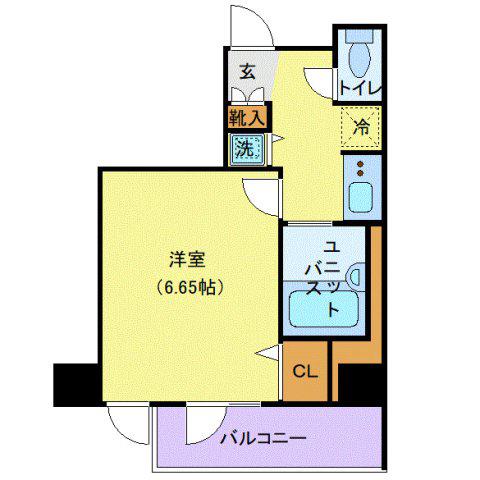 CITY SPIRE新富町(1K/7階)の間取り写真